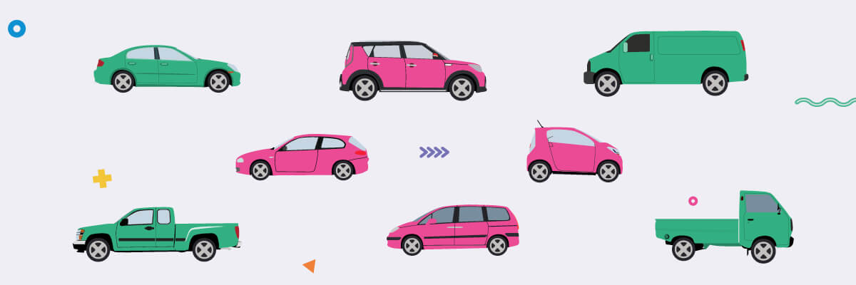 Image of cars, vans and other vehicles