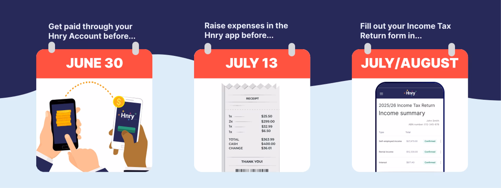 End of the financial year dates with Hnry