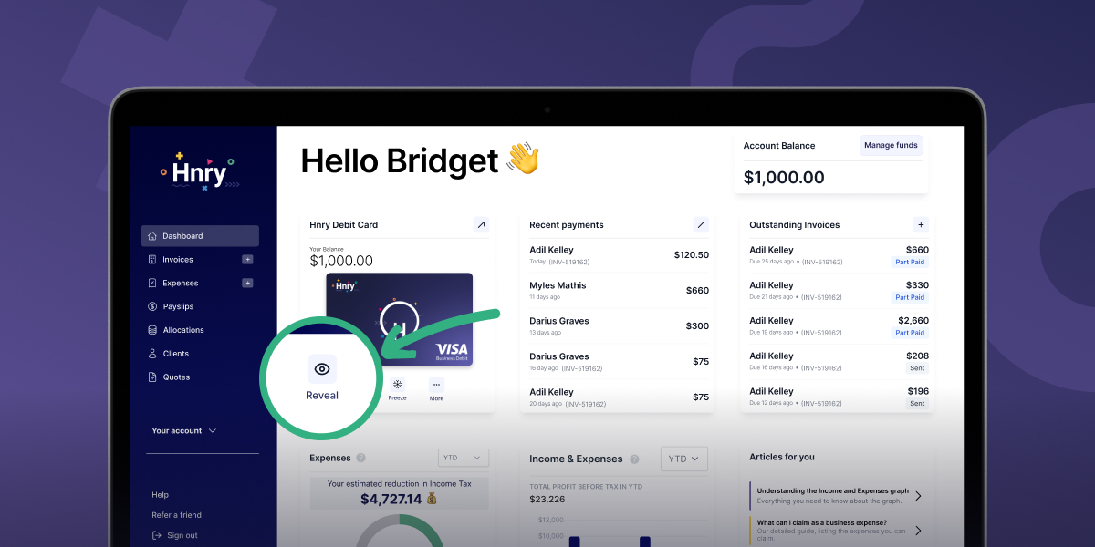 Accessing your Hnry Debit Card details